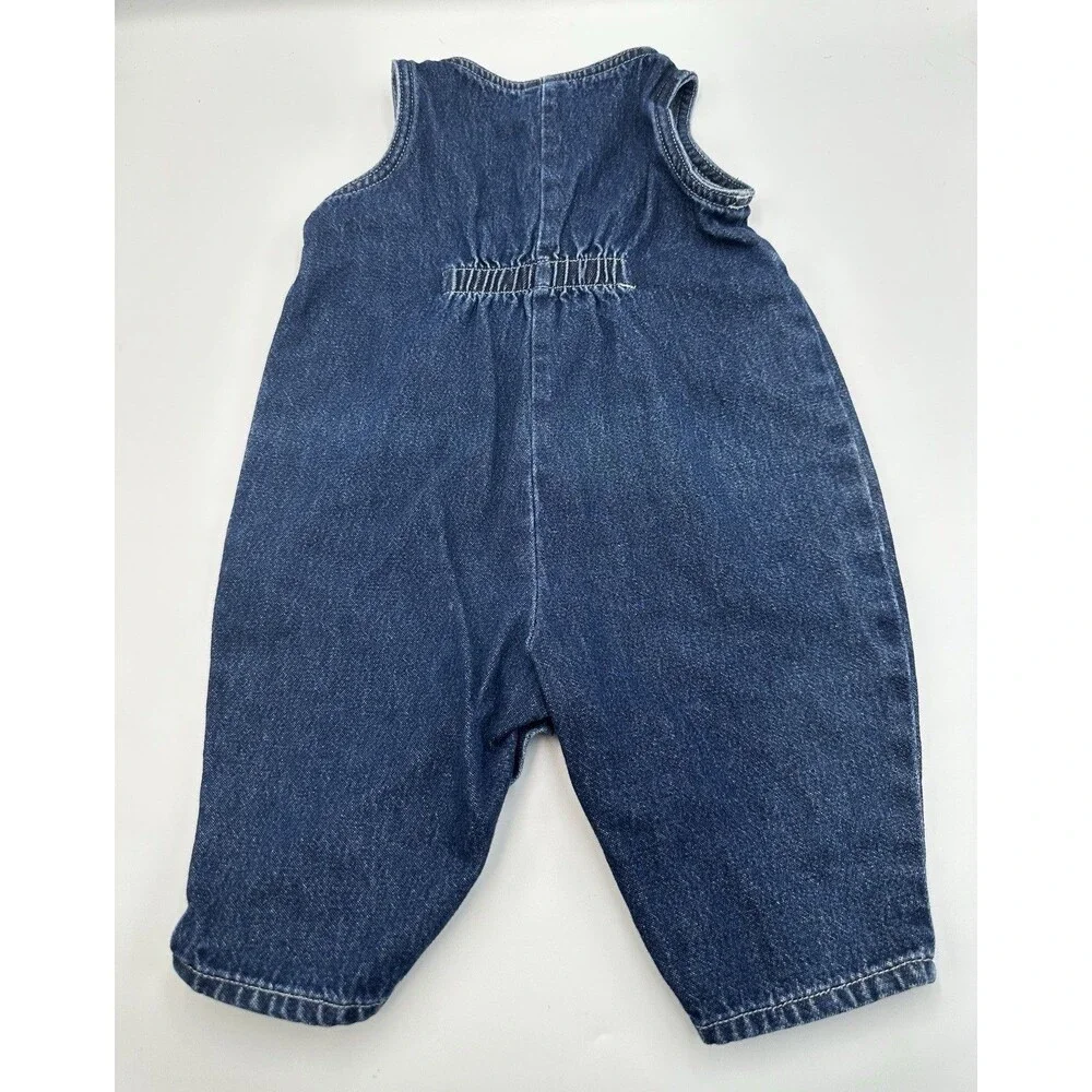 Vintage OshKosh Baby Bgosh One Piece Jean Romper Purple Spring Flowers 3-6Months